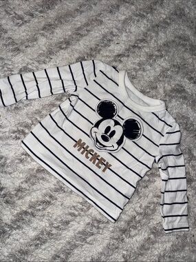3M Mickey Striped Long-Sleeve Kids Top - White & Black NWOT